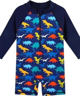 Boys Rash Guard One Piece Swimsuit Long Sleeve Sunblock