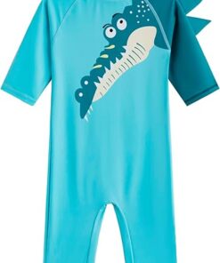 Boys Rash Guard One Piece Swimsuit Short Sleeve Sun Protection