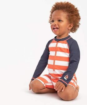 Boys Rash Guard Shirt One Piece Swimsuit Long Sleeve Sun