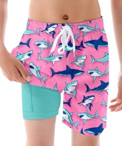 Boys Swim Trunks with Compression Liner Quick Dry