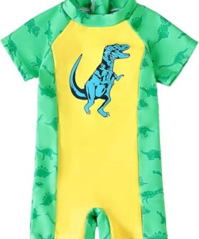 Cute Cartoon Print Toddler Boys Swimwear One Piece UPF 50+