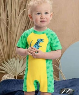 Cute Cartoon Print Toddler Boys Swimwear One Piece UPF 50+
