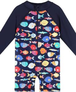 Kids Boys Rash Guard One Piece Swimwear Long Sleeve Sun