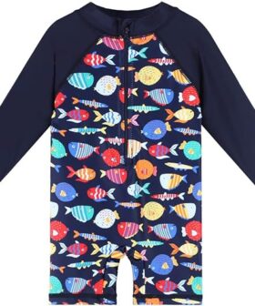Kids Boys Rash Guard One Piece Swimwear Long Sleeve Sun