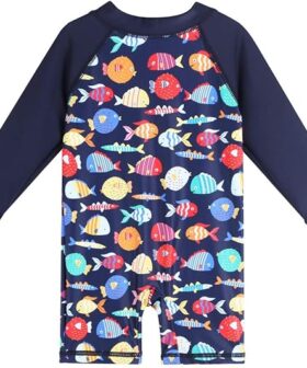 Kids Boys Rash Guard One Piece Swimwear Long Sleeve Sun