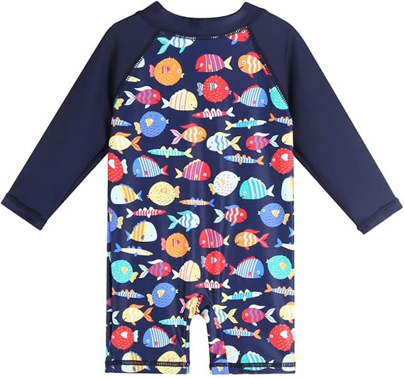 Kids Boys Rash Guard One Piece Swimwear Long Sleeve Sun