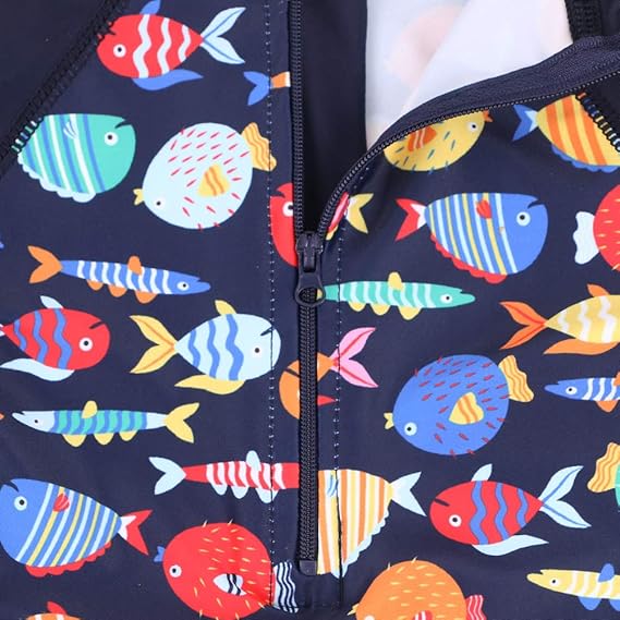 Kids Boys Rash Guard One Piece Swimwear Long Sleeve Sun