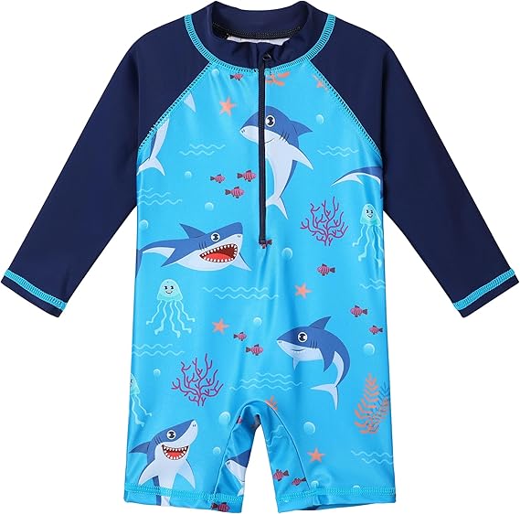 Kids One Piece Rash Guard Swimwear Long Sleeve Sun Protection