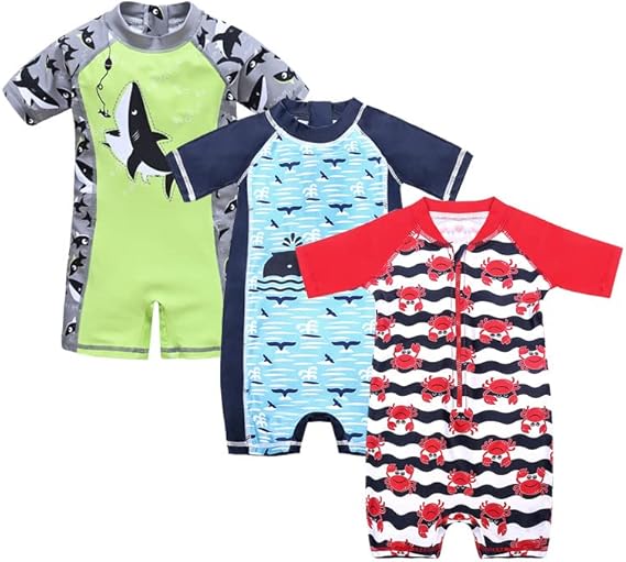 Stylish Toddler Boys Swimwear One Piece with Lovely Cartoon Design