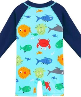 Toddler Boys Long Sleeve Rash Guard One Piece Swimwear