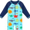 Toddler Boys Long Sleeve Rash Guard One Piece Swimwear