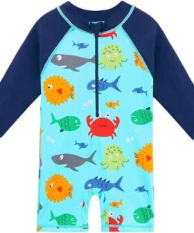 Toddler Boys Long Sleeve Rash Guard One Piece Swimwear