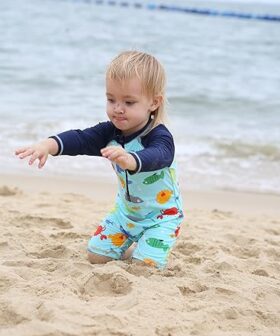 Toddler Boys Long Sleeve Rash Guard One Piece Swimwear