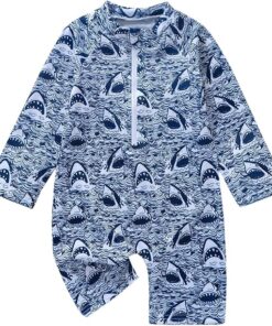 Toddler Boys' Swimsuit One Piece with UPF 50+ and Cartoons