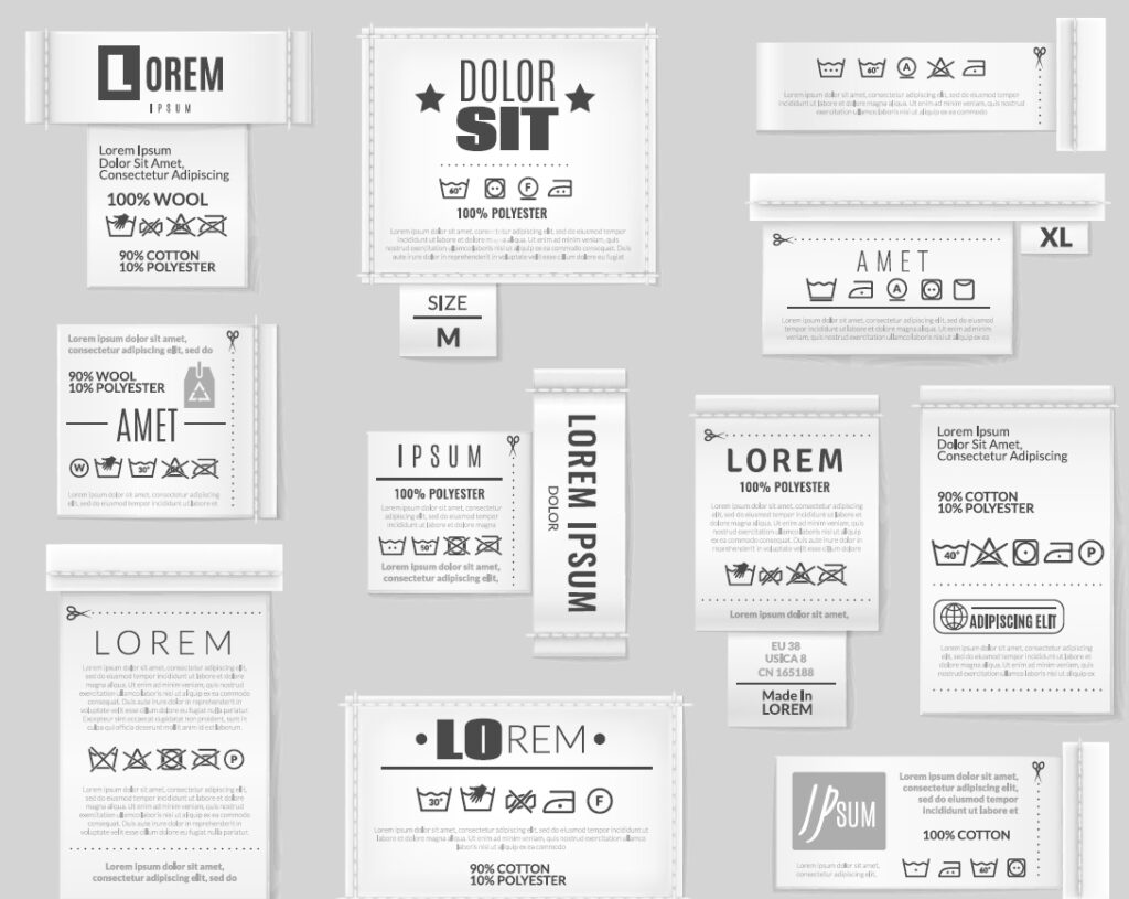 custom washing labels attached to private label swimwear products