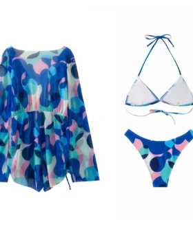 Back flat-lay of solid teal full-length swim leggings on a white background.