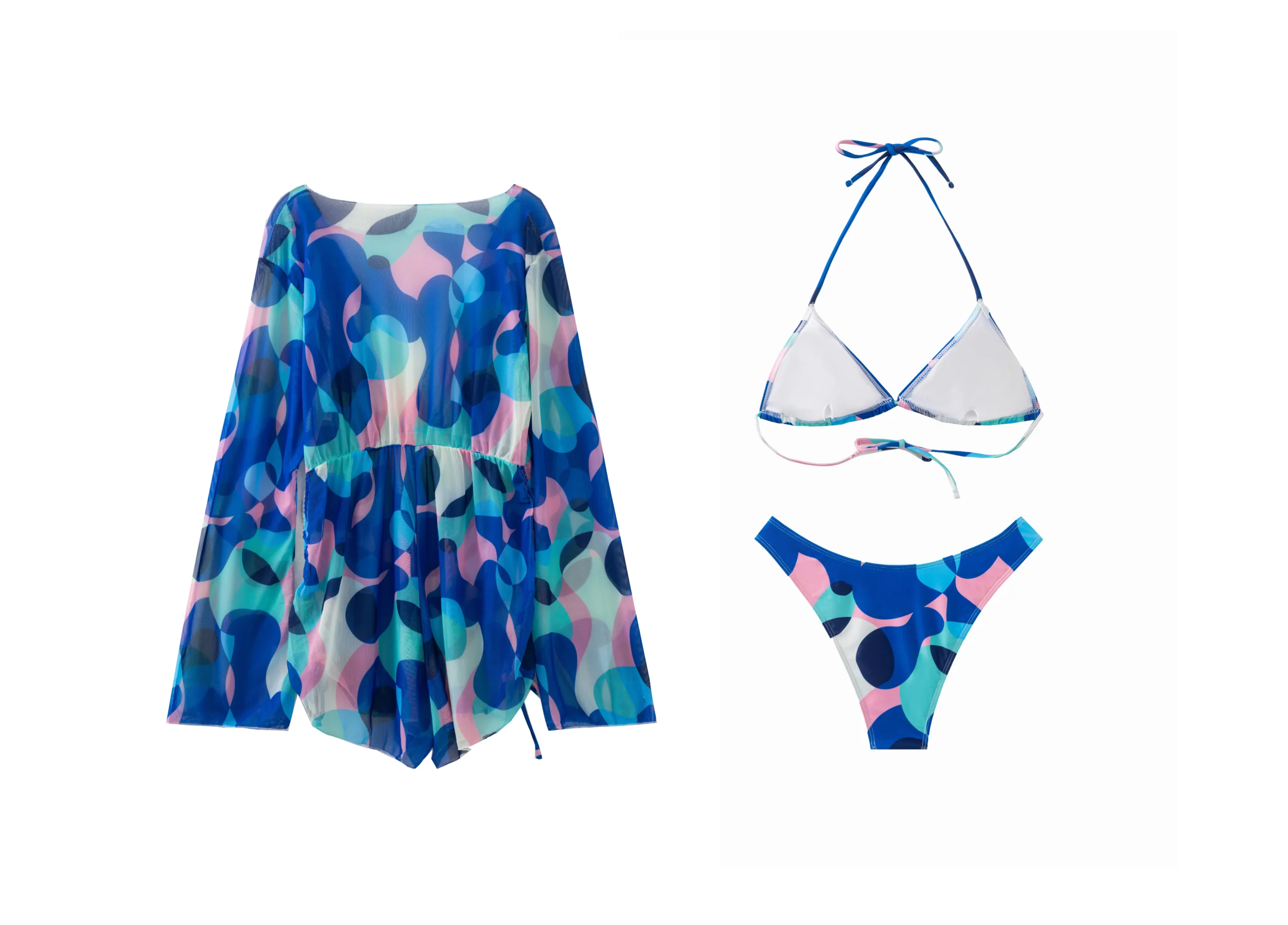 Back flat-lay of solid teal full-length swim leggings on a white background.